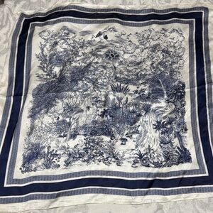 Blue and White Patterned Scarf